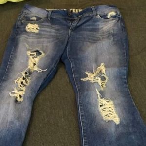 Ripped blue jeans
